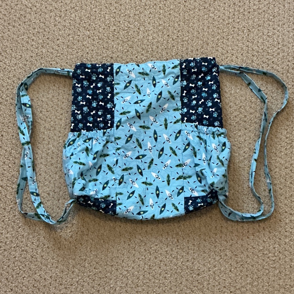 Kayaks and Puppies Patchwork Backpack with two elastic pockets 17x16